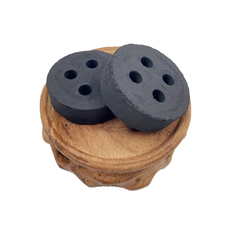 Высококачественный мгновенный уголь YKS 50 мм с 4 отверстиями, черный круглый уголь для кальяна