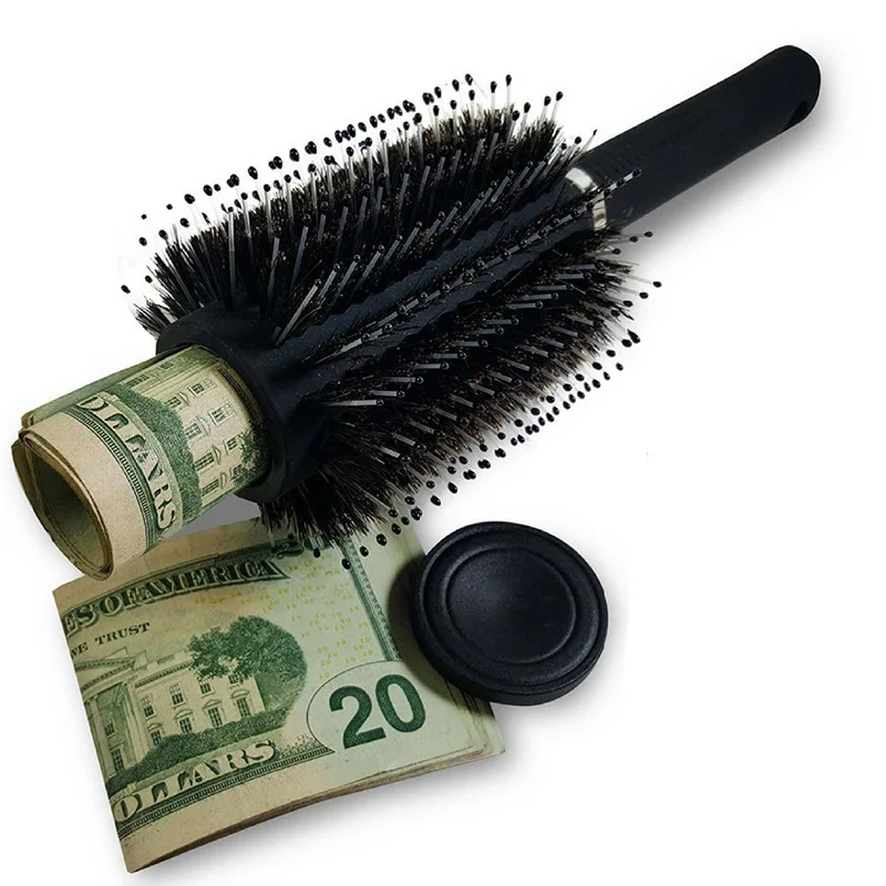 Hair Brush comb Hollow Container Black Stash Safe Diversion Secret Security Hairbrush Hidden Valuables Jewelry Hider Secret Box