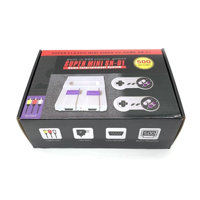 Hot sale built in 500 games 8 bit Children nostalgic video game console with Two game controllers