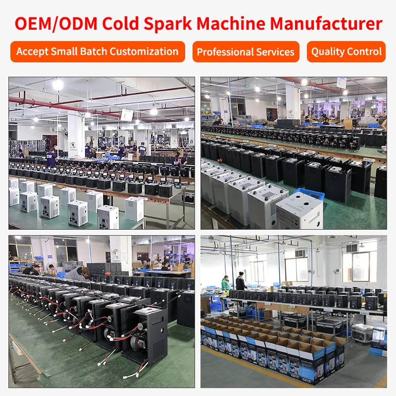 DMX Control Moving Head Rotating Sparkler Stage Flame Spinning Cold Spark Machine 750w for Wedding