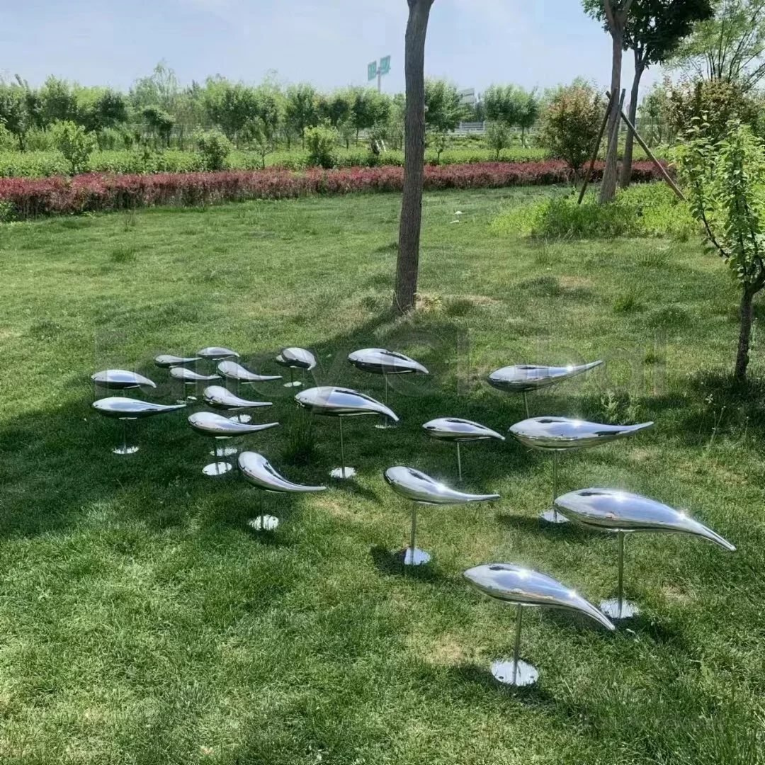 Hot Sale Stainless Steel Abstract Fish Sculpture Metal Statue For Outdoor Garden Decoration