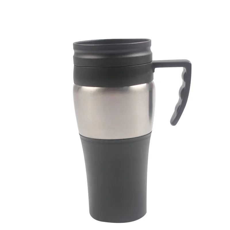 Wholesale double wall insulated plastic cheap travel mugs with handles travel tea mugs with lids
