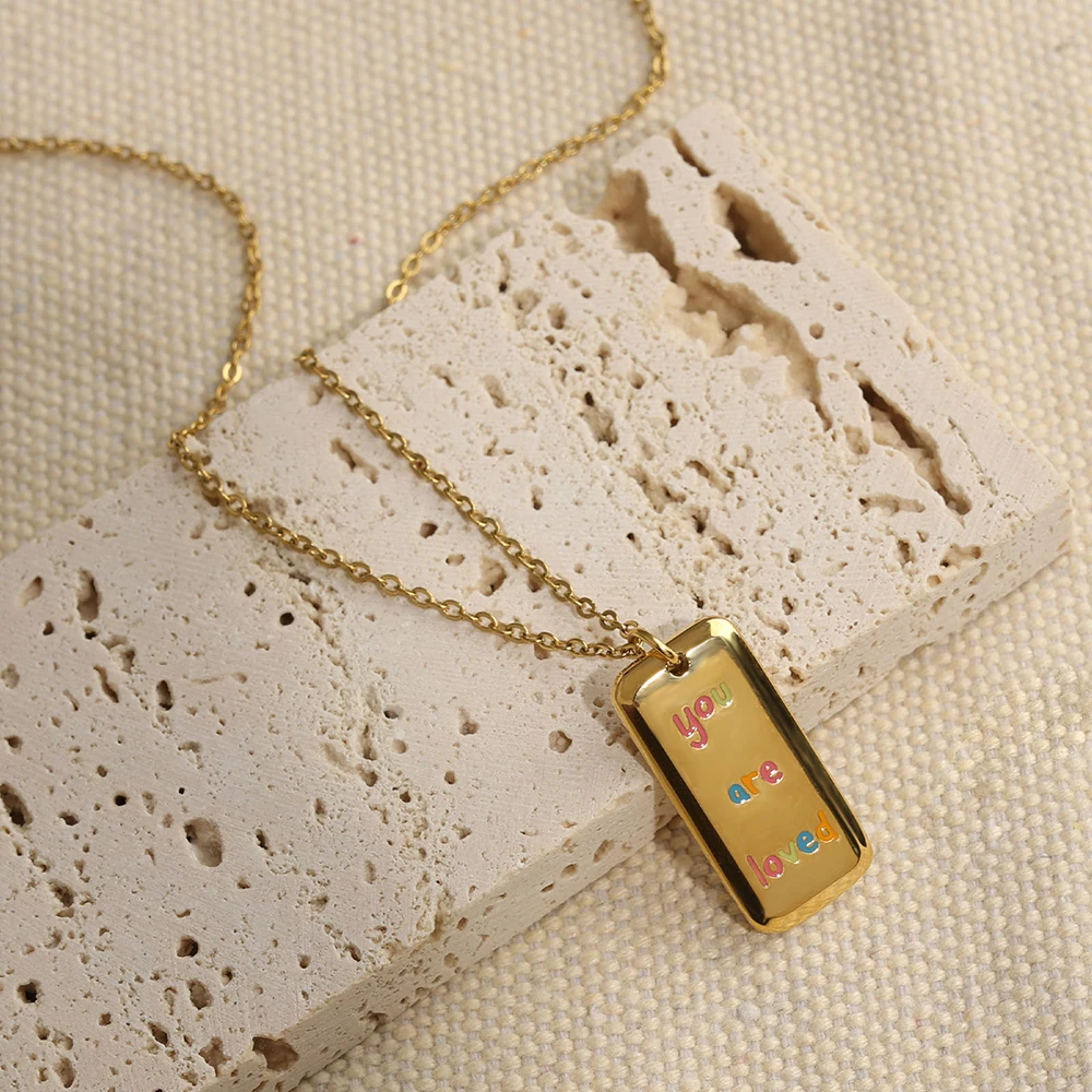 2024 High Quality Stainless Steel Gold Plated Geometric Epoxy Necklace Fashionable Brand Pendant Chains for Jewelry Wholesale