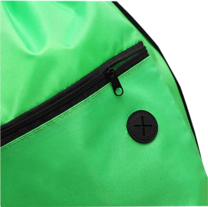 Promotional High Quality Polyester Drawstring Sports Gym Bag Tote with Zipper Pocket and Earphone Hole
