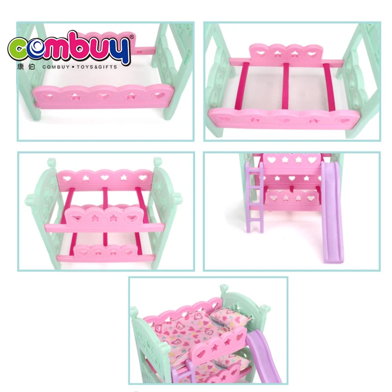 Indoor pretend play 9 inch sound dolls double toys baby bed doll