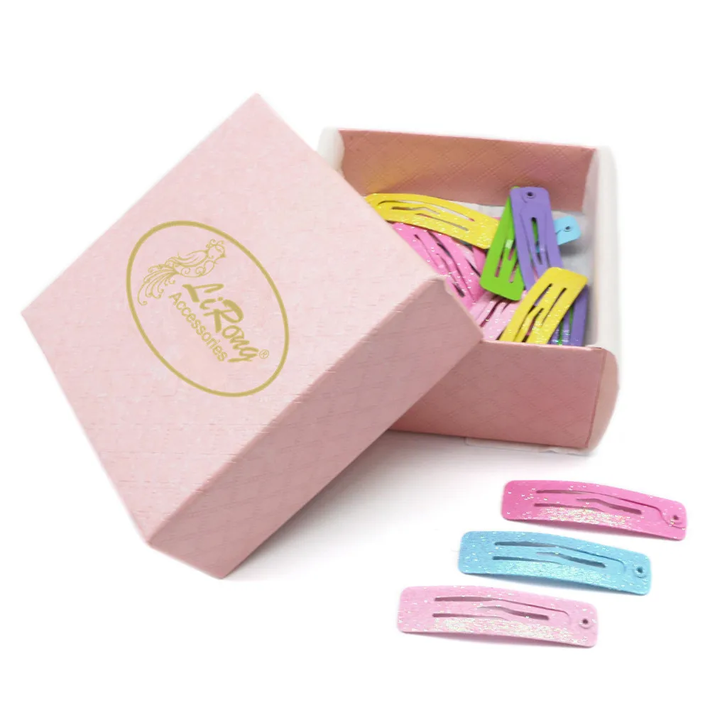 
Lirong 18Pcs Multi-Color With Glitter Rectangle Shaped baby snap clips Metal Hair Clips 4Cm Hair Decoration With Gift Box 