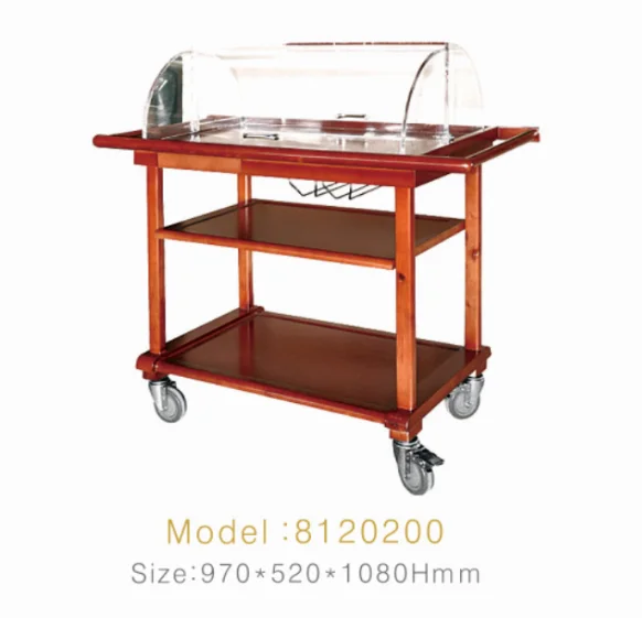 Hotel Restaurant Wooden Food Cart Service Trolley