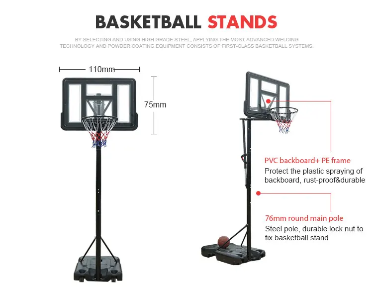 Portable Basketball Goal System Adjustable Basketball Hoop Stand