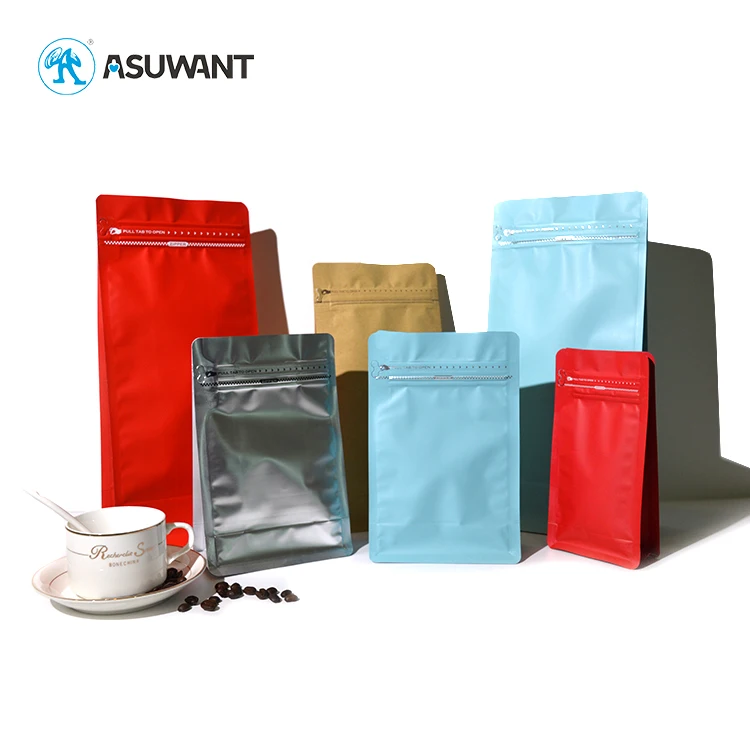 eady To Ship Matte Black Coffee Bag Eight Edge-sealing Coffee Bean Packaging Pouches With Easy Tear Zipper And Valve Low Moq