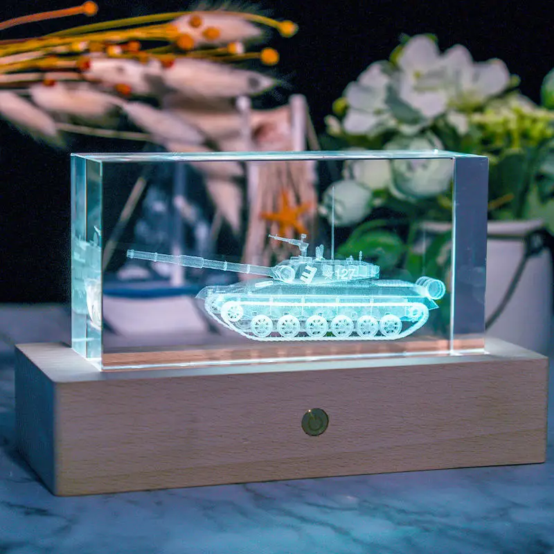 Memorable Glass Beautiful Wedding or Birthday Crystal Image 3D Laser Engraved Crystal Cube Night Lamp