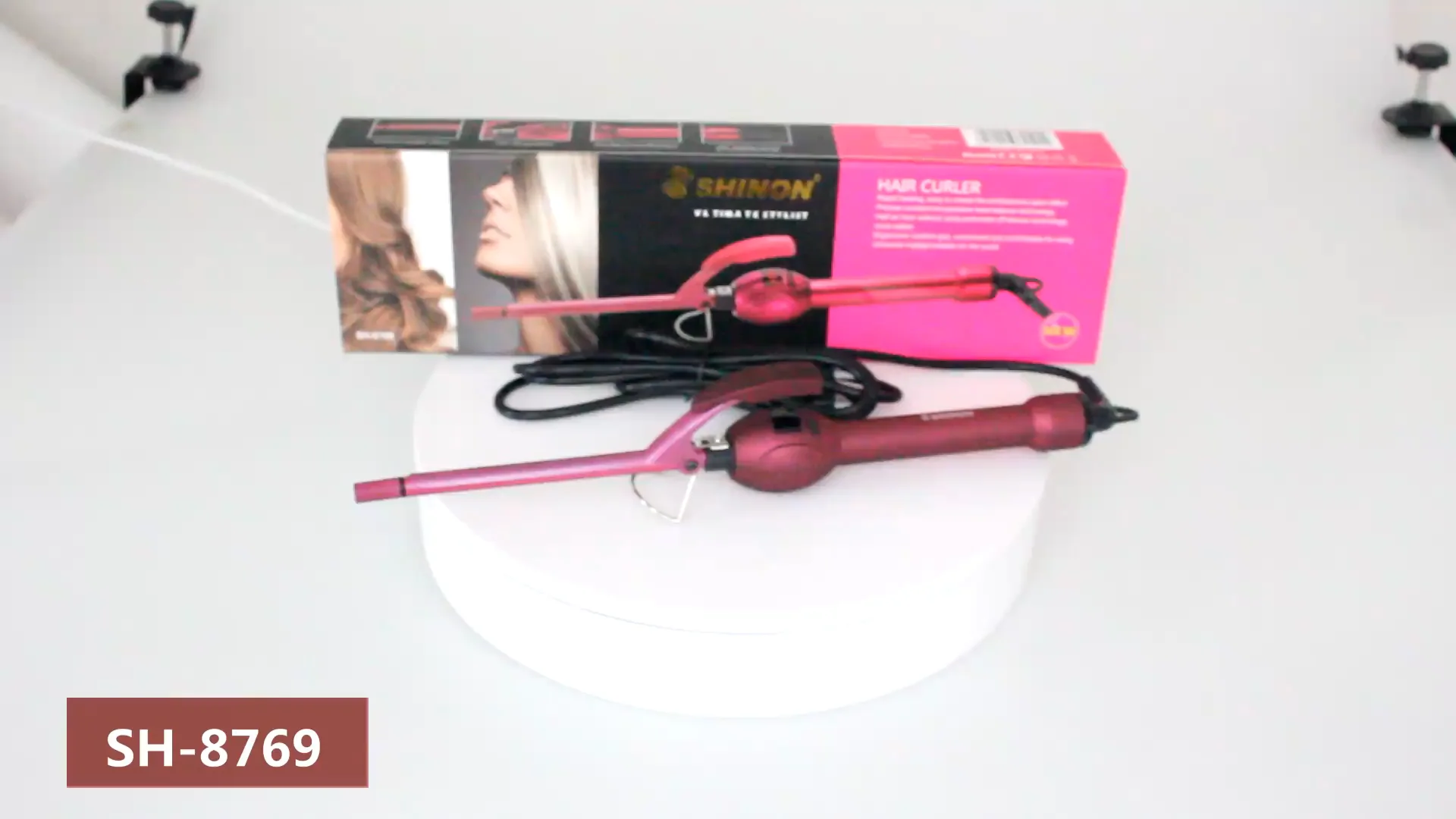 Classic Fashion Red Portable Hair Curler Automatic Rapaid Heating Long Barrel Curling Iron For Woman