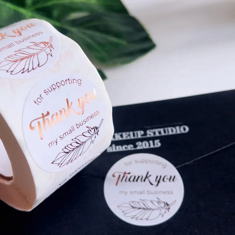 LOPAL Low price china manufacturers customized label thank you sticker label with gold foil hologram glossy finish waterproof