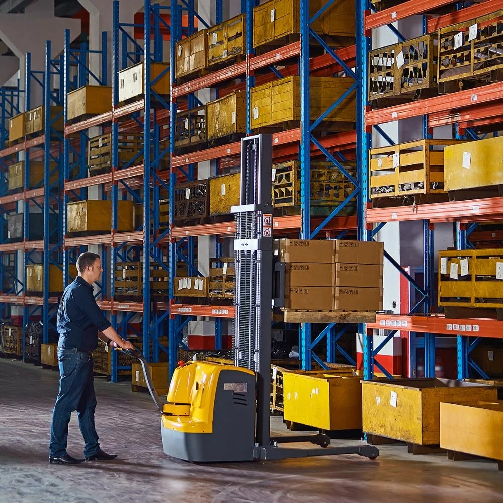 Xilin 1000kgs 1ton 2200lbs Electric Walkie Straddle Stacker With Adjustable forks  Max.lift height 3 m OEM