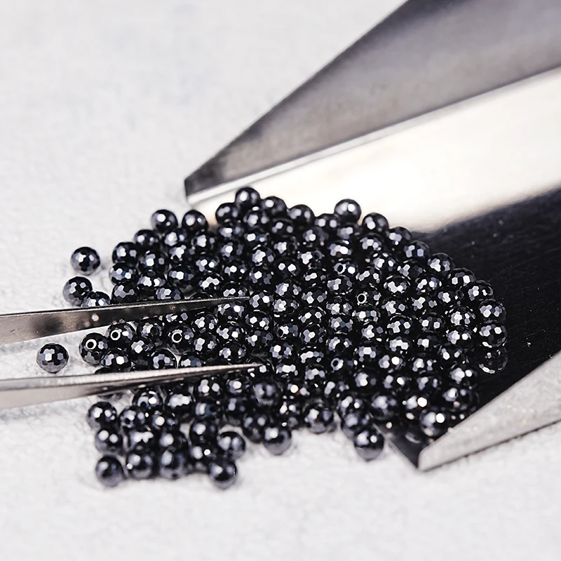 SICGEM New Shape Wholesale Price Natural  Loose Moissanite Diamond Black Color Rosary Facets Round Beads Moissanite Ball