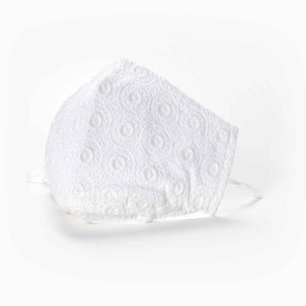 Tick Tock 3 Layers Nose Wire Breathable Washable Hight Quality Embroidery Cotton Fashion White Face-mask  Party Face Mask