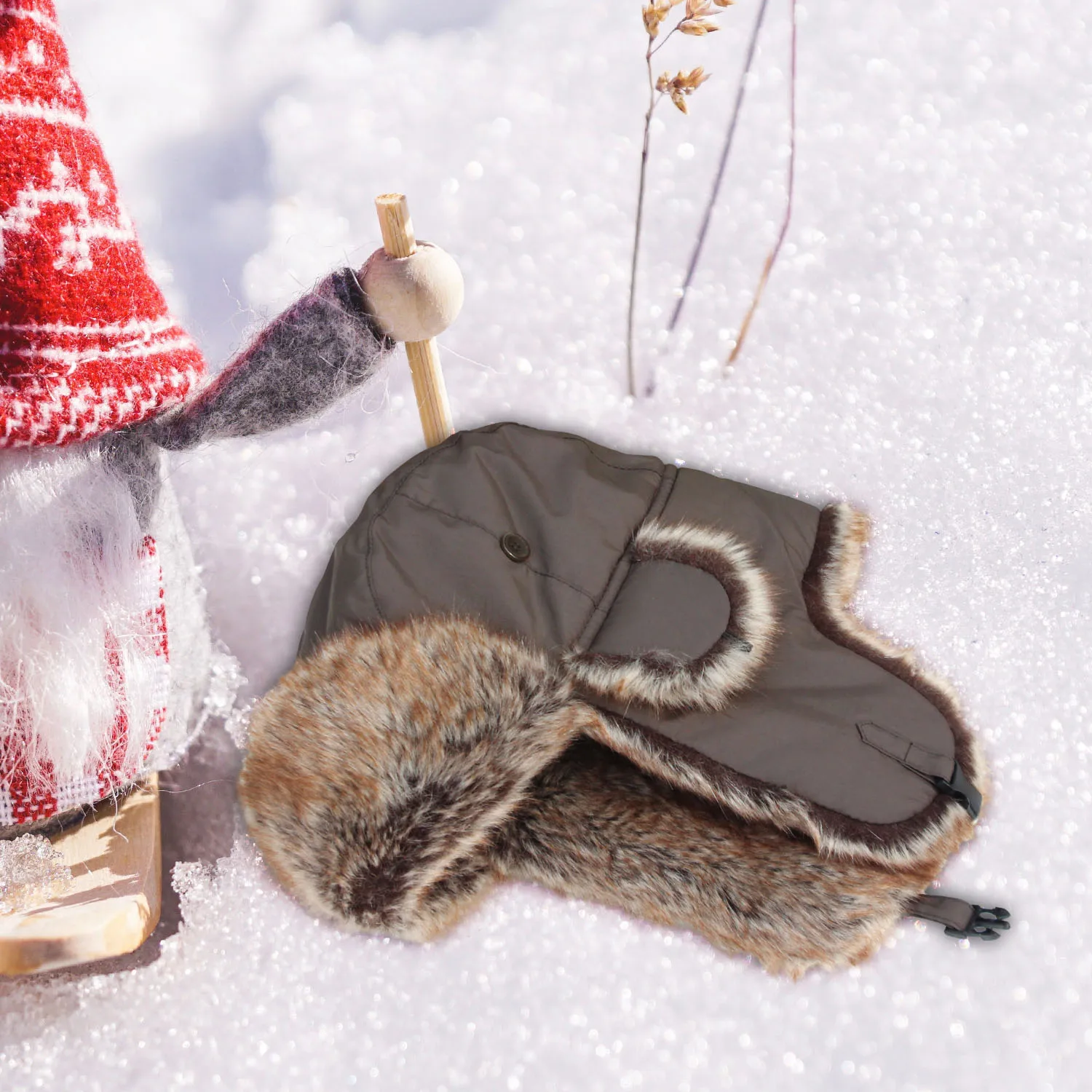 FUR WINTER Faux Fur Russian Ushanka Hat Winter Outdoor Trooper Ski Hat