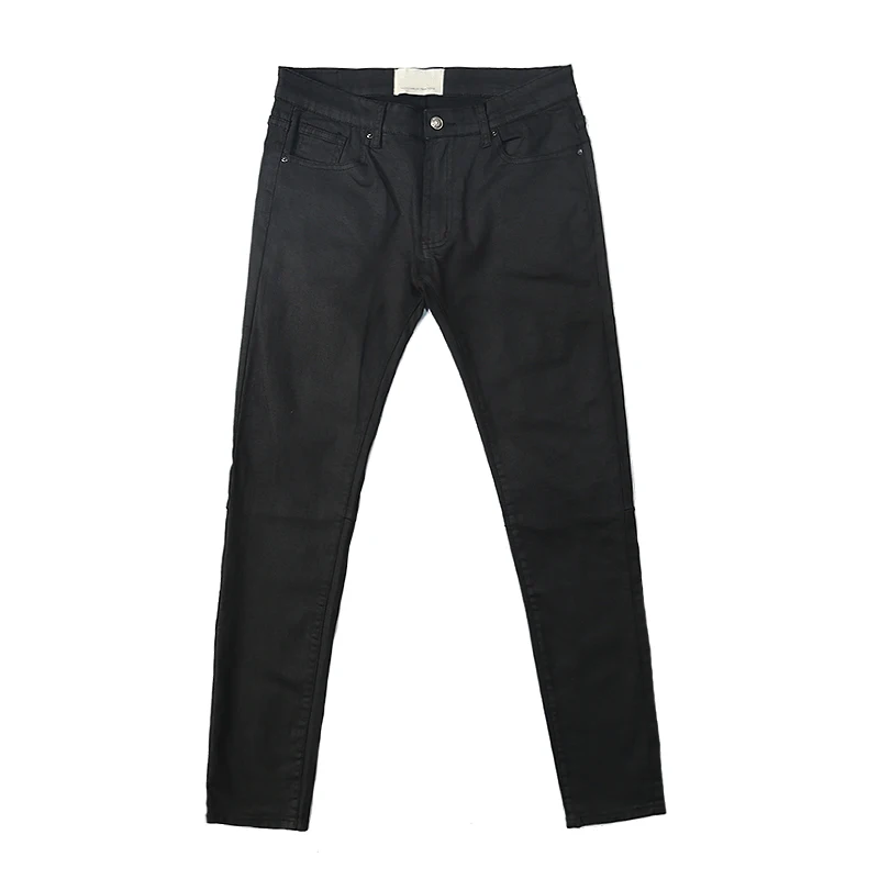 OEM stock dropshipping black Waxed jeans for men
