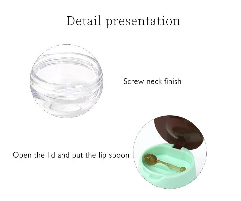 Custom 5g lip gloss packaging plastic lip scrubs container lip balm jar with applicator