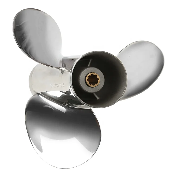 Polished stainless steel three-bladed propeller