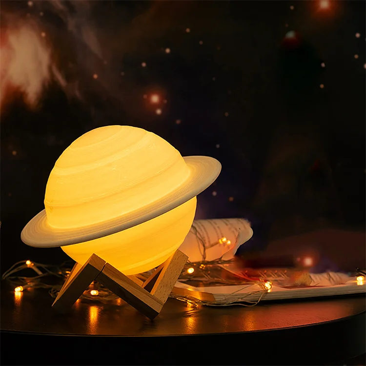 Led moon night light water transfer decoration room lamp Saturn shape gift kids custom night lamps