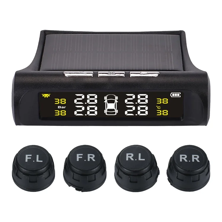 TPMS  for Car Tire Pressure Monitoring System with Solar  External/ Internal Sensor 4 tyre