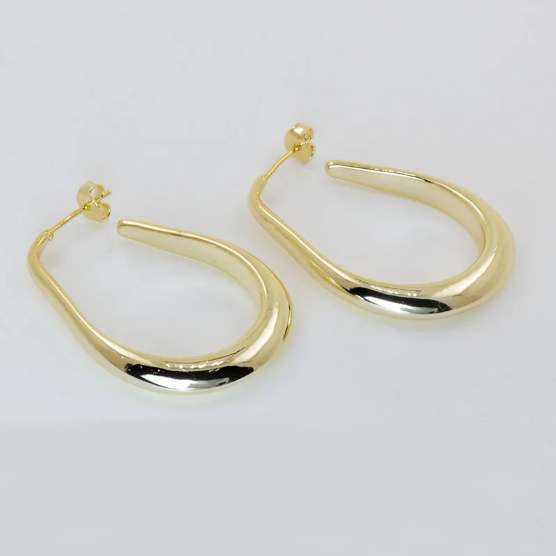Simple Big Gold Earrings 18K Gold Plated Brass Earring Big For Women