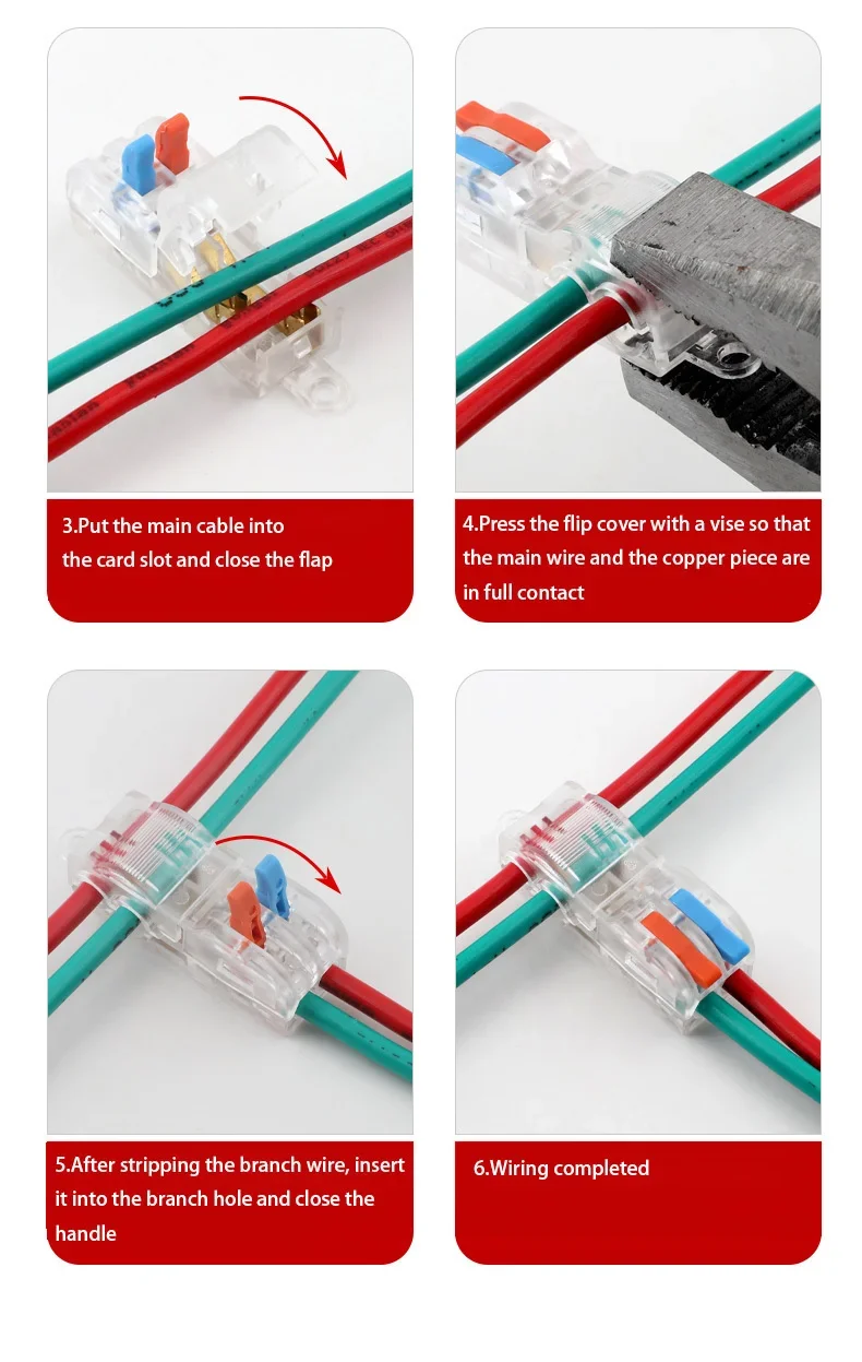 Electrical Wire Connector Stripping-free Brancher Quick Cable Wiring Terminal Block Non Destructive Without Breaking Cable