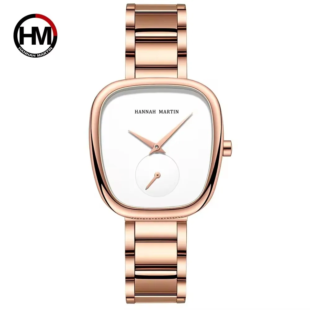 Hannah Martin 1251 Women Watch Japan Quartz Movement  Fashion Waterproof Rose Gold Stainless Steel Ladies Bracelet Watch Reloj