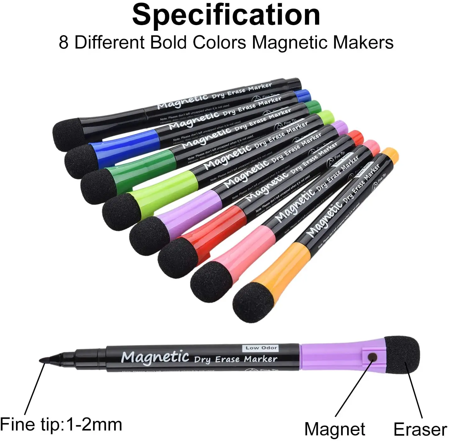 Office School Supplies Non Toxic Magnetic Dry Erase Whiteboard Markers with Brush Customized Office Use Whiteboard Marker Pen