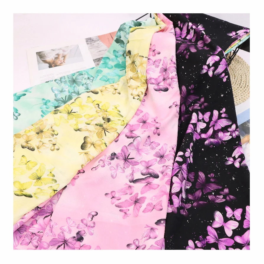 105-110gsm 95% polyester 5% spandex 100D 75D polyester stretch floral printed fabric four way stretch fabric for shirts
