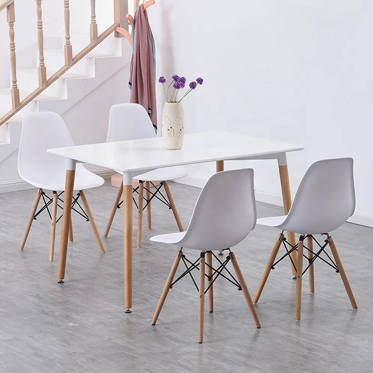 Best selling simple modern design furniture square beech wood legs dining table for dining room