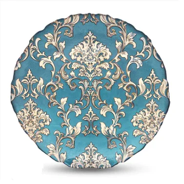 Floral Engraved Design Green Color Metal Charger Plate Food Serving Platter Dish Plate Wedding Catering And Restaurant