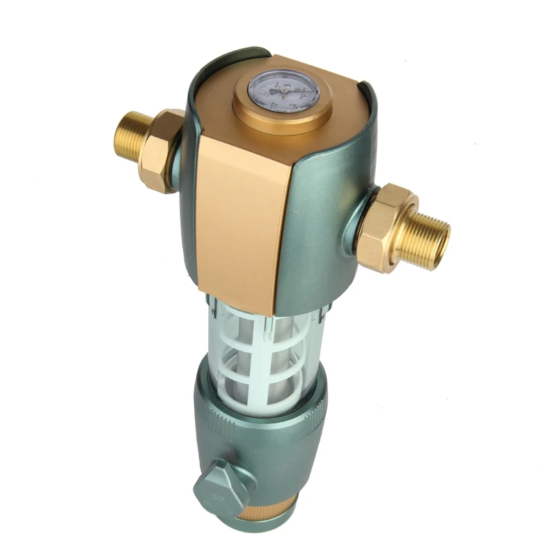 Auto Backwash stainless steel mesh Simple Brass water prefilter with manometer