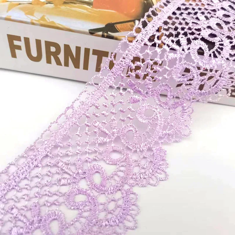 wholesale Luxury colorful Ribbon water-solute embroidery fabric for ladies african lace trim for garment loungewear dress DB202