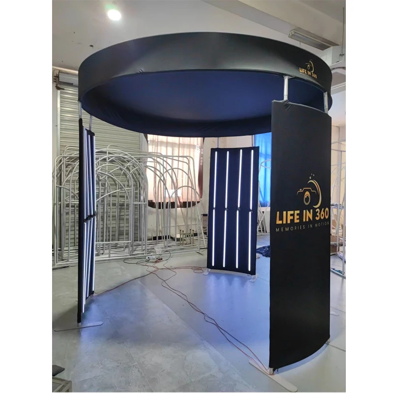 Free Logo Customization  Rotating Photo Booth Enclosure Backdrop Spnning Cabinet 360 Photo Booth Camera Booth With Led Light