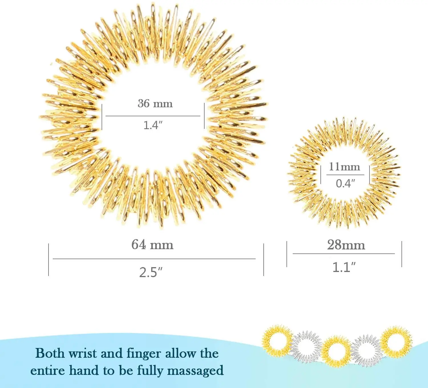 FW82 Trending Acupressure Rings and Bracelets Massage Spiky Sensory Finger Rings for Finger and Hand Wrist Massage Pain Relief