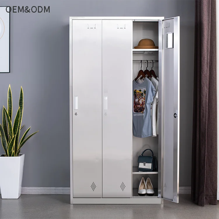 Metal Wardrobe Cabinet Personnel Storage 304 Safe Stainless Steel Locker