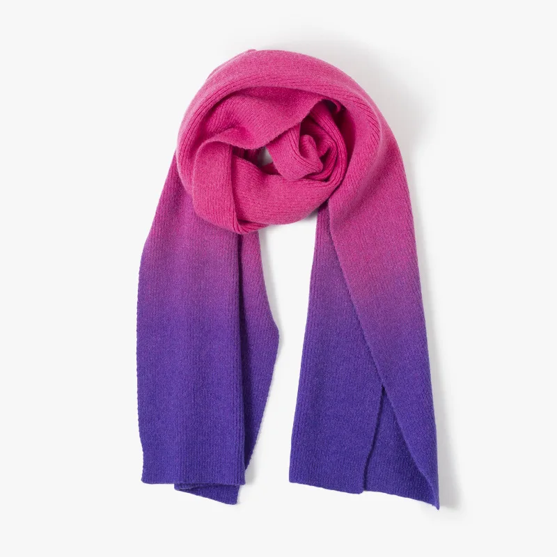 Wholesale Cashmere Warm Knit Gradient Color Scarf Beanie Gloves Set