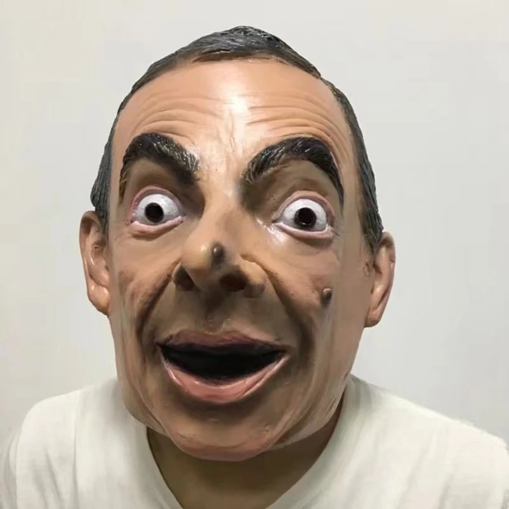 Halloween Realistic Mr Bean Latex Mask Full Head Human Mask Adult Face Mask for Halloween Easter Party