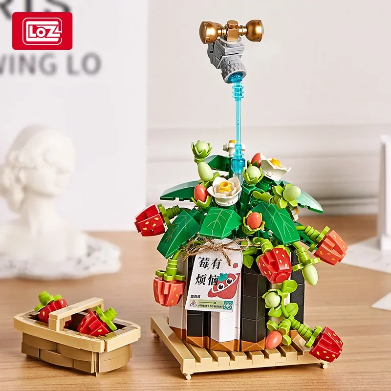 Flower Building Bricks DIY Strawberry Plants Rose Toy for Children Juguetes Girl Gift Birthday Kids Present New Year LOZ