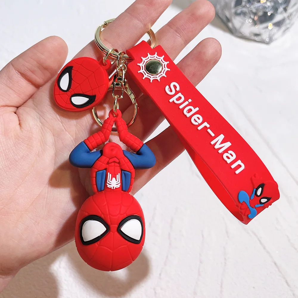 PVC inverted Spider Man 3D keychain creative rubber superhero silicone keychain wholesale