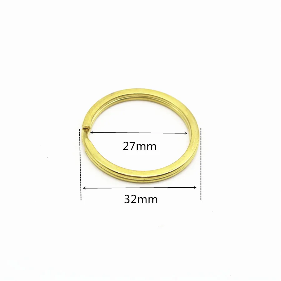 Solid Brass Split Rings Double Loop Keyring 20mm-35mm Bag Hook Connector Keychain Keys Holder DIY Leather Craft Hardware