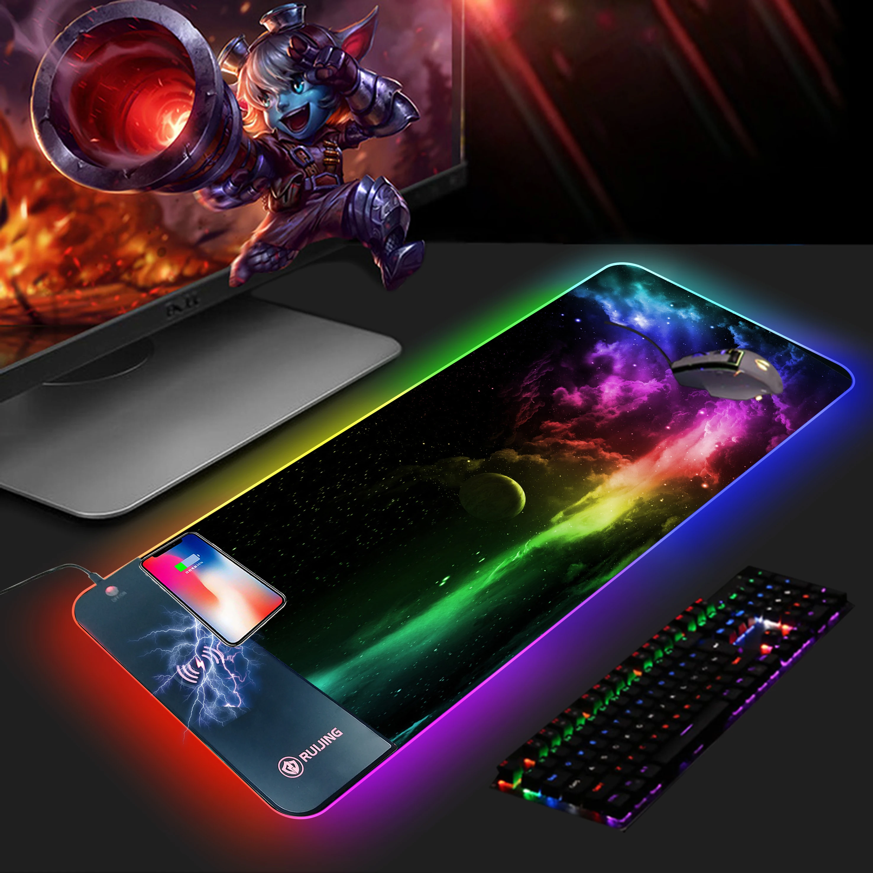 custom  LOGO 15W fast wireless mouse pad charger