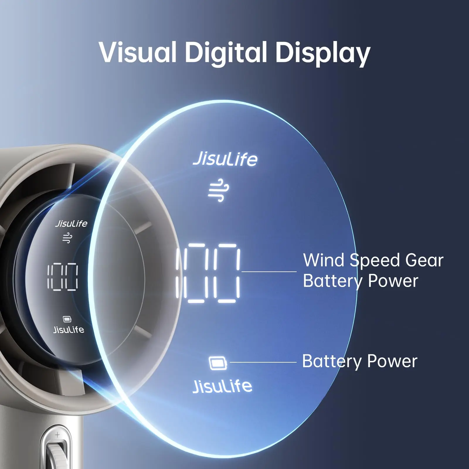 JISULIFE Portable Handheld Fan,Speed(1-100) Adjustable Turbo Mini Fan,5000mAh Battery Rechargeable Personal Fan with Metal Body