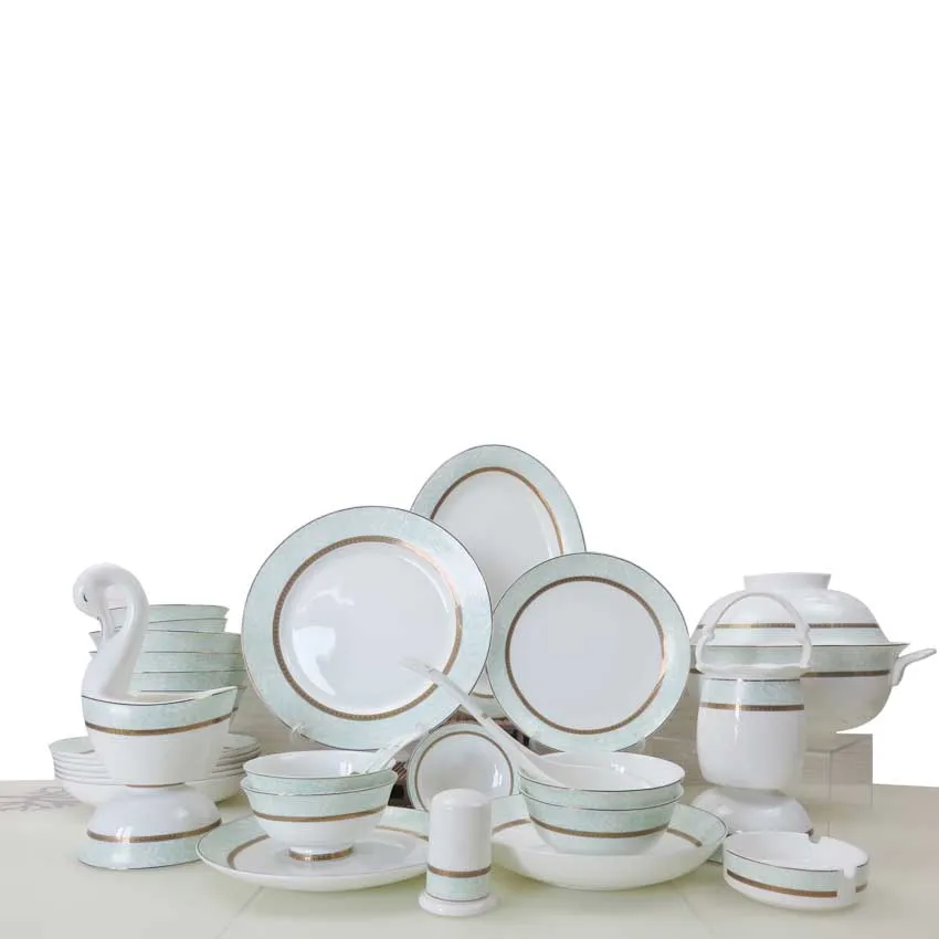 Wholesale New Design Luxury 52pcs Tableware Fine Bone China Dinner Set Porcelain Dinner Sets -wuwangchuxin