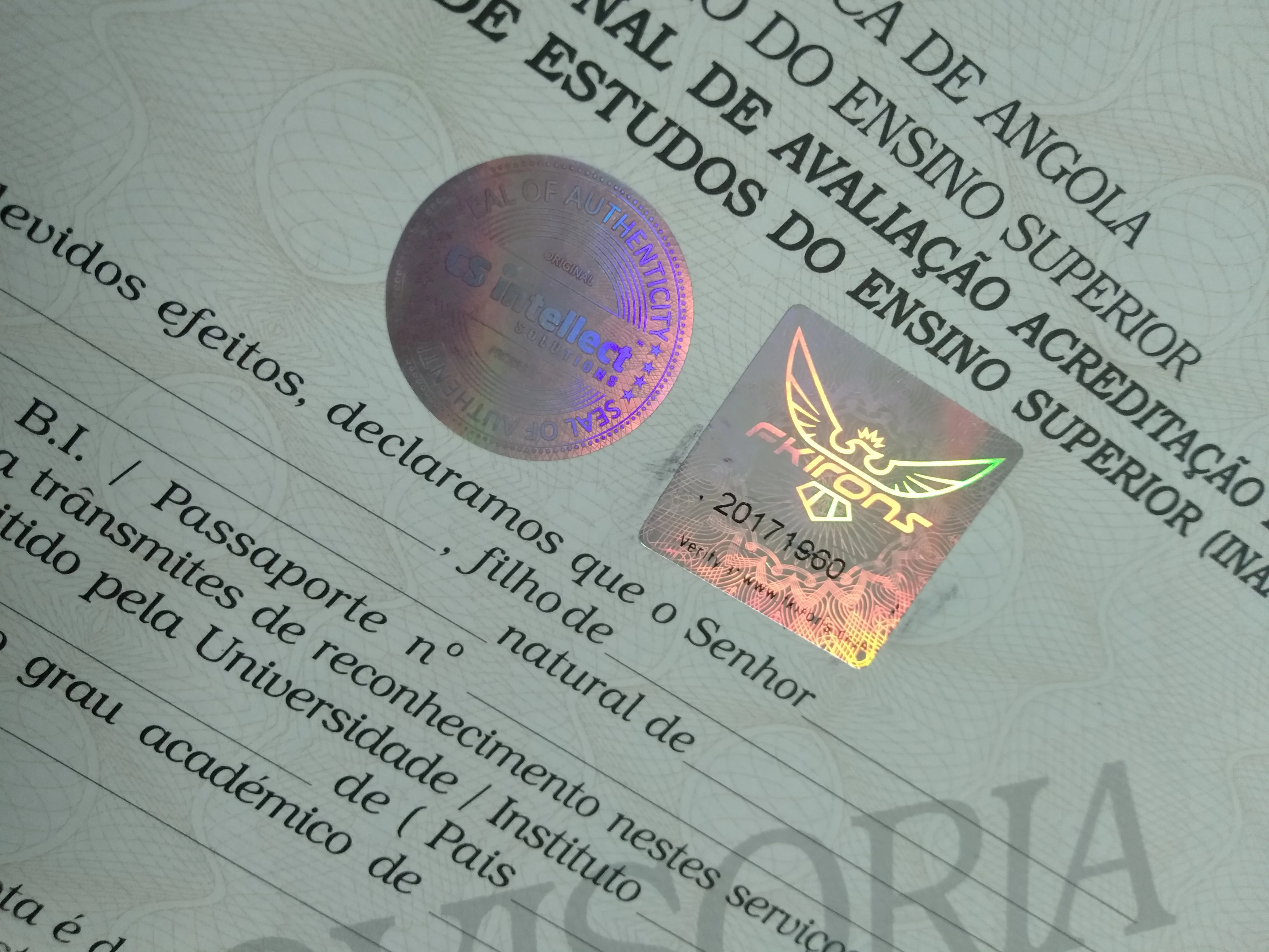 Embossing foil hot stamping hologram colorful printing authentic education certificate