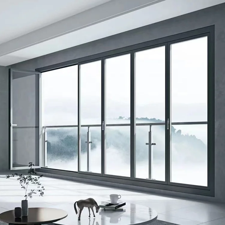 Cheap best soundproof garden windows aluminum clad wood casement window and top hung window manufacture Folding Windows