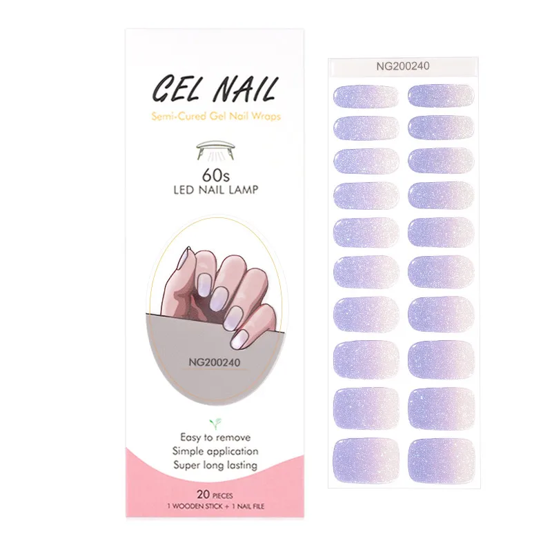 UV Lamp Compatible Gel Nail Strips Long-lasting Full Nail Wraps with Easy Application Salon Quality French Style Nail Stickers