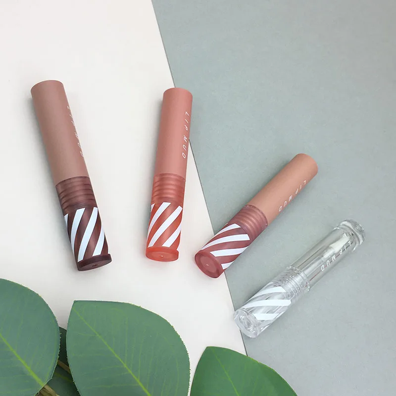 Custom Pink Color Clear Lipgloss Containers Tube Screen Printing Plastic Lip Gloss Tubes With Big Brush Big Wand