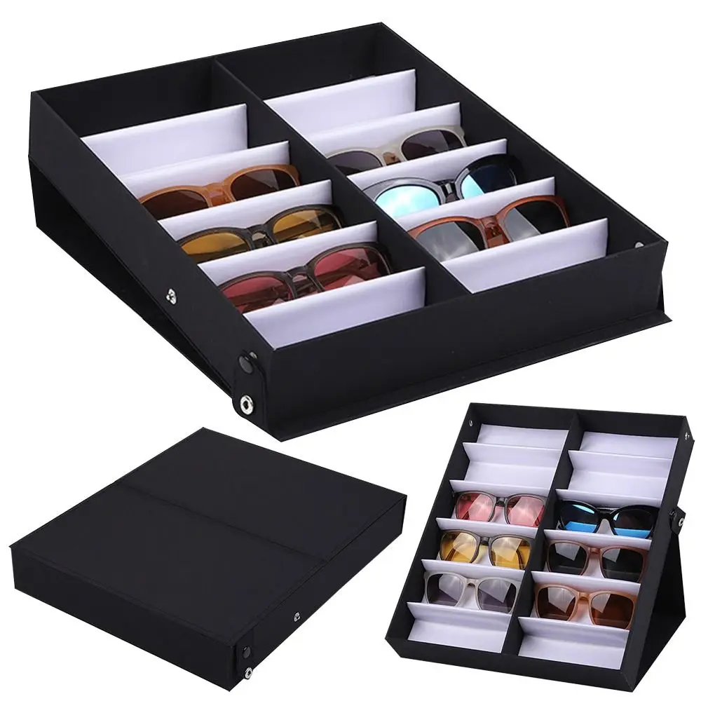 Wholesale 12 Slots Glasses Storage Stand Tray Eyeglass Organizer Box Sunglasses Display Case
